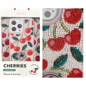 MVMT Cherries iPhone 15 Pro Max Case Red White Beaded Limited Edition NEW
